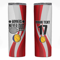 Custom Romania Tennis Winners Never Quit Skinny Tumbler Sporty Style