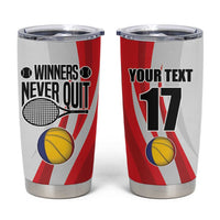 Custom Romania Tennis Winners Never Quit Tumbler Cup Sporty Style
