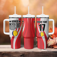 Custom Romania Tennis Winners Never Quit Tumbler With Handle Sporty Style