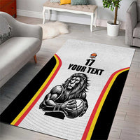 Custom Belgium Basketball Area Rug Lion Mascot Sporty Style