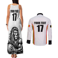 Custom Belgium Basketball Couples Matching Tank Maxi Dress and Long Sleeve Button Shirt Lion Mascot Sporty Style