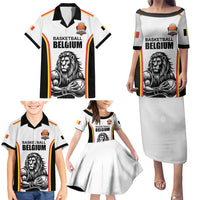 Custom Belgium Basketball Family Matching Puletasi and Hawaiian Shirt Lion Mascot Sporty Style