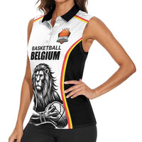 Custom Belgium Basketball Women Sleeveless Polo Shirt Lion Mascot Sporty Style