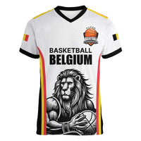 Custom Belgium Basketball Women V-Neck T-Shirt Lion Mascot Sporty Style