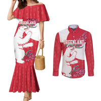 Greenland Flag Style Couples Matching Mermaid Dress and Long Sleeve Button Shirt Polar Pear
