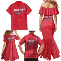 Greenland Flag Style Family Matching Mermaid Dress and Hawaiian Shirt Polar Pear