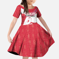 Greenland Flag Style Family Matching Puletasi and Hawaiian Shirt Polar Pear