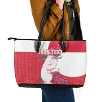 Greenland Flag Style Leather Tote Bag Polar Pear