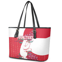 Greenland Flag Style Leather Tote Bag Polar Pear