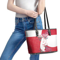 Greenland Flag Style Leather Tote Bag Polar Pear