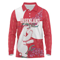 Greenland Flag Style Long Sleeve Polo Shirt Polar Pear