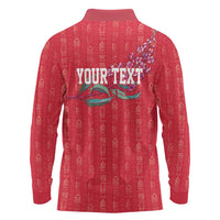 Greenland Flag Style Long Sleeve Polo Shirt Polar Pear