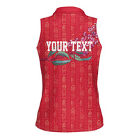 Greenland Flag Style Women Sleeveless Polo Shirt Polar Pear