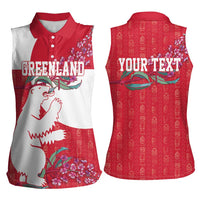 Greenland Flag Style Women Sleeveless Polo Shirt Polar Pear