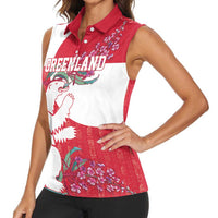 Greenland Flag Style Women Sleeveless Polo Shirt Polar Pear