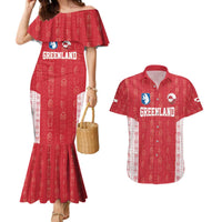Custom Greenland Football 2024-25 Couples Matching Mermaid Dress and Hawaiian Shirt Tupilaq Pattern