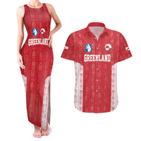 Custom Greenland Football 2024-25 Couples Matching Tank Maxi Dress and Hawaiian Shirt Tupilaq Pattern