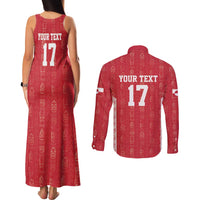 Custom Greenland Football 2024-25 Couples Matching Tank Maxi Dress and Long Sleeve Button Shirt Tupilaq Pattern