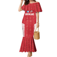 Custom Greenland Football 2024-25 Family Matching Mermaid Dress and Hawaiian Shirt Tupilaq Pattern