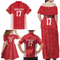 Custom Greenland Football 2024-25 Family Matching Off Shoulder Maxi Dress and Hawaiian Shirt Tupilaq Pattern