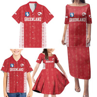 Custom Greenland Football 2024-25 Family Matching Puletasi and Hawaiian Shirt Tupilaq Pattern