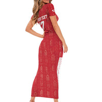 Custom Greenland Football 2024-25 Family Matching Short Sleeve Bodycon Dress and Hawaiian Shirt Tupilaq Pattern