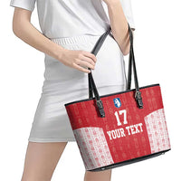 Custom Greenland Football 2024-25 Leather Tote Bag Tupilaq Pattern