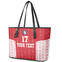 Custom Greenland Football 2024-25 Leather Tote Bag Tupilaq Pattern