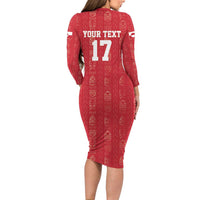 Custom Greenland Football 2024-25 Long Sleeve Bodycon Dress Tupilaq Pattern