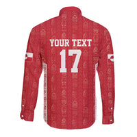 Custom Greenland Football 2024-25 Long Sleeve Button Shirt Tupilaq Pattern