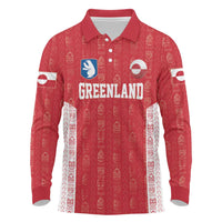 Custom Greenland Football 2024-25 Long Sleeve Polo Shirt Tupilaq Pattern