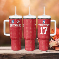 Custom Greenland Football 2024-25 Tumbler With Handle Tupilaq Pattern