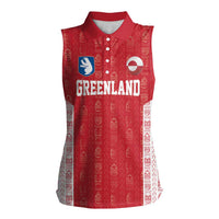 Custom Greenland Football 2024-25 Women Sleeveless Polo Shirt Tupilaq Pattern