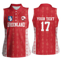 Custom Greenland Football 2024-25 Women Sleeveless Polo Shirt Tupilaq Pattern