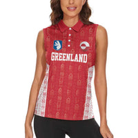 Custom Greenland Football 2024-25 Women Sleeveless Polo Shirt Tupilaq Pattern