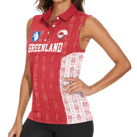 Custom Greenland Football 2024-25 Women Sleeveless Polo Shirt Tupilaq Pattern