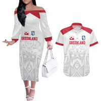 Custom Greenland Football Couples Matching Off The Shoulder Long Sleeve Dress and Hawaiian Shirt Polar-Bamserne 2022 Version