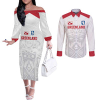 Custom Greenland Football Couples Matching Off The Shoulder Long Sleeve Dress and Long Sleeve Button Shirt Polar-Bamserne 2022 Version