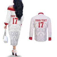 Custom Greenland Football Couples Matching Off The Shoulder Long Sleeve Dress and Long Sleeve Button Shirt Polar-Bamserne 2022 Version