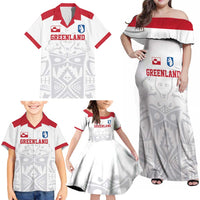 Custom Greenland Football Family Matching Off Shoulder Maxi Dress and Hawaiian Shirt Polar-Bamserne 2022 Version