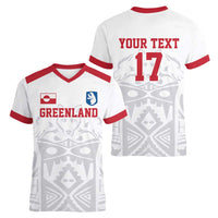 Custom Greenland Football Women V-Neck T-Shirt Polar-Bamserne 2022 Version