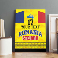 Custom Romania Rugby Go Champions Canvas Wall Art Romanian Traditional Patern