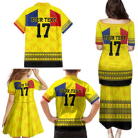 Custom Romania Rugby Go Champions Family Matching Puletasi and Hawaiian Shirt Romanian Traditional Patern