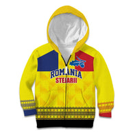 Custom Romania Rugby Go Champions Kid Hoodie Romanian Traditional Patern