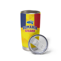 Custom Romania Rugby Go Champions Tumbler Cup Sporty Style with Romanian Traditional Patern
