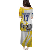 Custom Romania Football With Eagle Mascot Family Matching Puletasi and Hawaiian Shirt Sporty Style