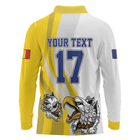 Custom Romania Football With Eagle Mascot Long Sleeve Polo Shirt Sporty Style