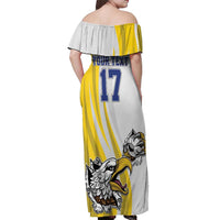 Custom Romania Football With Eagle Mascot Off Shoulder Maxi Dress Sporty Style