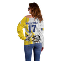 Custom Romania Football With Eagle Mascot Off Shoulder Sweater Sporty Style
