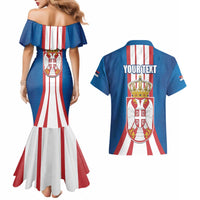 Personalized Serbia Coat of Arms Couples Matching Mermaid Dress and Hawaiian Shirt The Serbian Eagle and Serbian cross